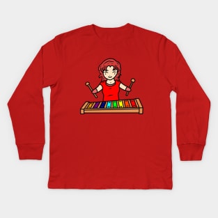 Cute girl xylophone Kids Long Sleeve T-Shirt